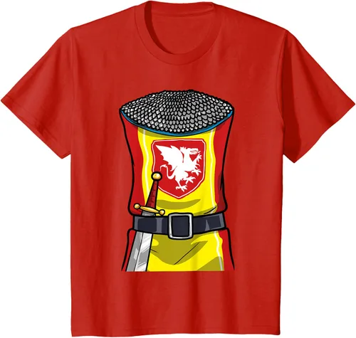 Vista 3 de Disfraz medieval de caballero de Halloween, camiseta para niños con espada de armadura, Negro, S