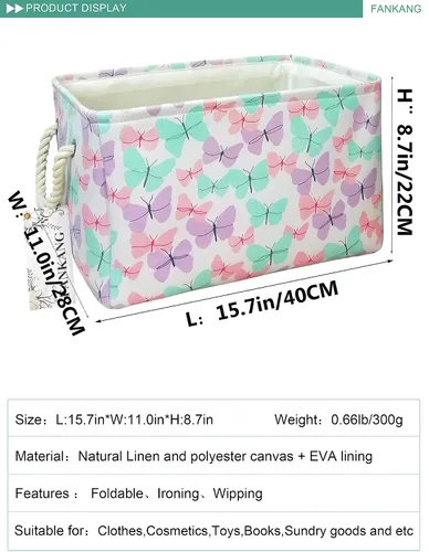Vista 2 de Cesta rectangular de tela con estampado de dinosaurios para almacenamiento de guardería, cesta de almacenamiento, bolsa de libros, cestas de regalo