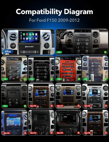 Vista 2 de 64G Android Upgrade Car Radio para Ford F150 2009-2012, pantalla táctil de 9 pulgadas 1280 * 800 Carplay inalámbrico/Android Auto/1080P AHD cámara