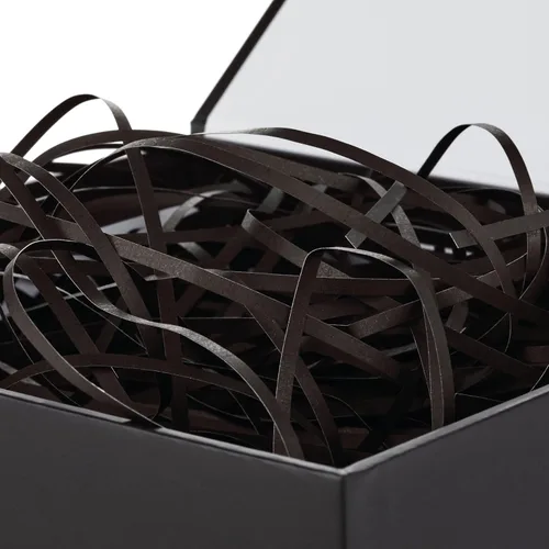 Vista 6 de Hallmark Caja de regalo mediana con tapa y relleno de papel triturado (caja negra de 7 pulgadas) para bodas, graduaciones, cumpleaños, día