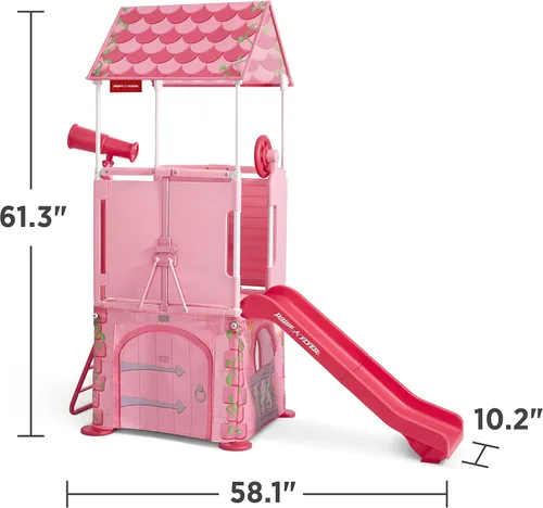 Vista 4 de Radio Flyer - Castillo de princesa desplegable para jugar, escalador para niños pequeños, edades 2-5