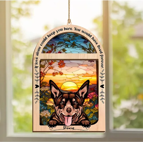 Vista 101 de LOVELYPOD Adorno de Navidad personalizado de sabueso afgano, atrapasoles con nombre, regalos de pérdida de mascotas, regalos para amantes