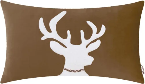 Vista 43 de BRAWARM Christmas Reindeer Pillow Cover 18x18 Black Velvet Embroidered Reno negro