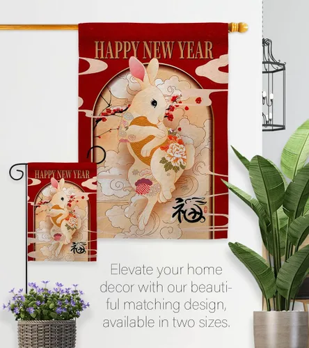 Vista 39 de Breeze Decor Cartel de la fortuna de conejo para el hogar, arte de pared para habitación, patio, porche, césped, jardín, tapiz al aire libre