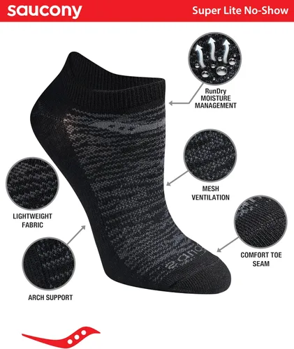 Vista 2 de Saucony Calcetines deportivos RunDry Performance Super Lite invisibles para mujer (8 pares)