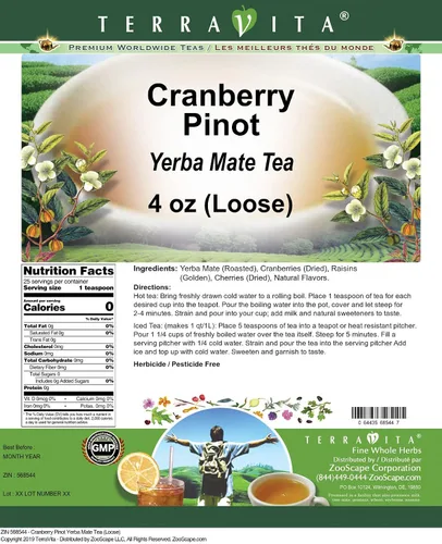 Vista 2 de Té de yerba mate de arándano y pinot (suelto) (4 oz, ZIN: 568544)