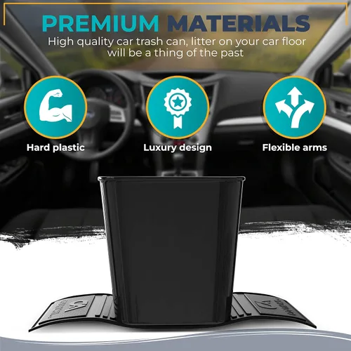 Vista 5 de Papelera de basura para coche (de plástico, extra grande, 1 galón, 4 litros), XL, Negro