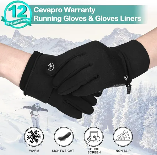 Vista 5 de Cevapro Guantes de invierno ligeros para mujeres y hombres con forro para pantalla táctil abrigados para correr hacer senderismo y ciclismo