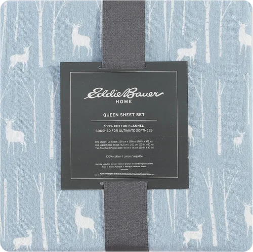 Vista 3 de Eddie Bauer - Sábanas individuales, juego de ropa de cama de franela de algodón, cepillada para mayor suavidad, decoración acogedora para el hogar