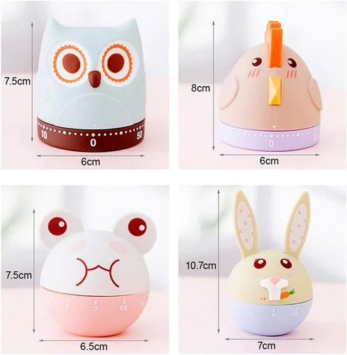 Vista 3 de Temporizadores mecánicos de dibujos animados, maquinaria de 60 minutos, dispositivo de cocina, temporizador de cocina, reloj despertador, contadores