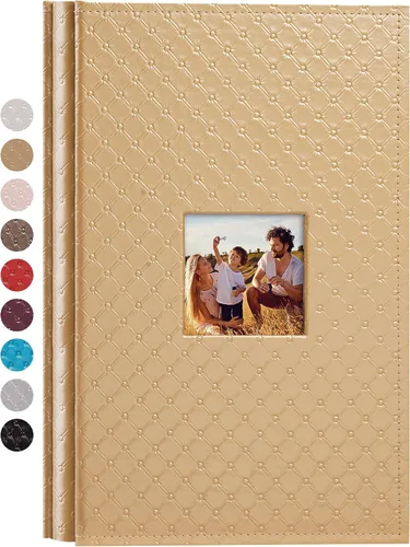 Vista 30 de Mublalbum Álbum de fotos pequeño de 4 x 6 pulgadas, 100 fotos, cubierta de cuero, libro de fotos con bolsillos horizontales para bebé, boda, Negro