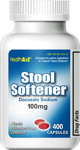 Vista 8 de Suavizante de heces HealthA2Z® Docusato sódico 100 mg Cápsulas rojas Alivio confiable y suave para el estreñimiento (100