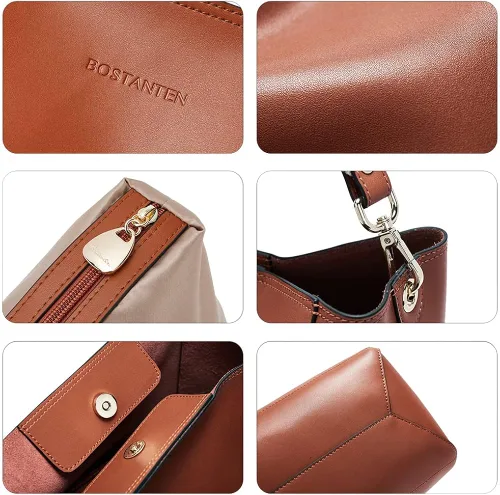 Vista 5 de BOSTANTEN - Bolsos de cuero al hombro tipo balde para mujer