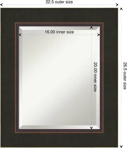 Vista 4 de Amanti Art Bathroom Mirror for Over Sink, Milano Vanity Mirror, Medium Casual Wood Frame, Hangs Horizonally and Vertically, Bathroom Wall Decor
