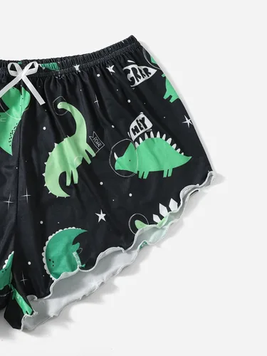 Vista 4 de SOLY HUX Women's Cute Cartoon Print Lettuce Trim Cami Top and Shorts Cute Pajama Set Sleepwear