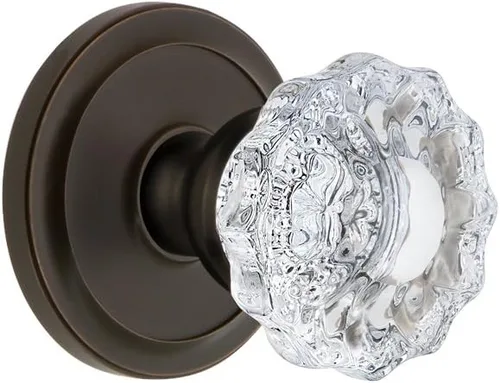 Vista 3 de Grandeur 820377 Roseta circular de privacidad con perilla de cristal Versalles en peltre antiguo, 2.375
