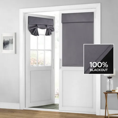 Vista 60 de HOMEIDEAS Cortinas 100% Opacas para Luces Laterales de Puerta Principal, Cubierta de Ventana de Puerta de Aula, Persianas de Privacidad