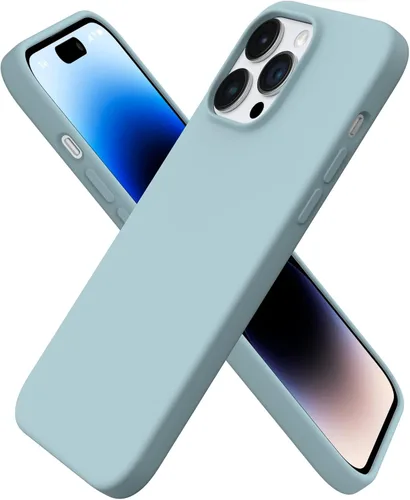 Vista 11 de ORNARTO Funda compatible con iPhone 14 Pro Max de 6.7 pulgadas, silicona líquida delgada de 3 capas con cobertura completa, funda protectora
