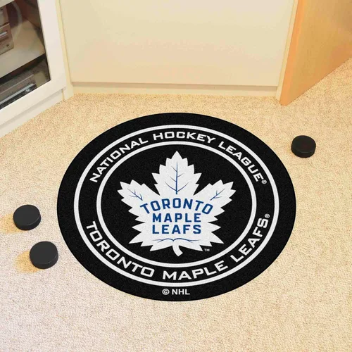 Vista 2 de FANMATS - 10283 NHL Toronto Maple Leafs Nylon Face Hockey Puck Alfombra de 27" de diámetro