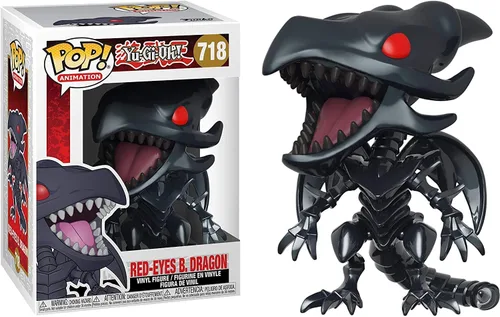 Vista 2 de Funko Yu-Gi-Oh! - Figura de vinilo con ojos rojos de dragón negro (incluye funda protectora compatible con caja Pop Box)