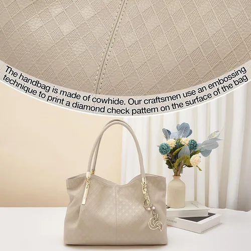 Vista 5 de FOXLOVER Bolso de mano de cuero genuino de gran capacidad para mujer, bolsos de diseñador para hombro, bolsos grandes minimalistas