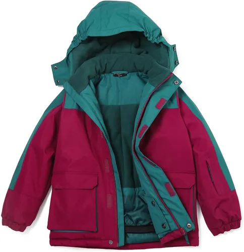 Vista 39 de Chaqueta de esquí impermeable para niñas, chaqueta de snowboard para exteriores, resistente al viento, con forro polar, abrigo de nieve cálido
