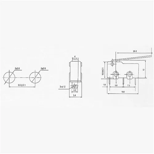 Vista 4 de Limit Switch 10PCS 3 pins Micro Touch Switches NO+NC 3a/5a 125VAC 250VAC Mini Limit Switch Micro Switch Microswitches with 29mm Long Lever