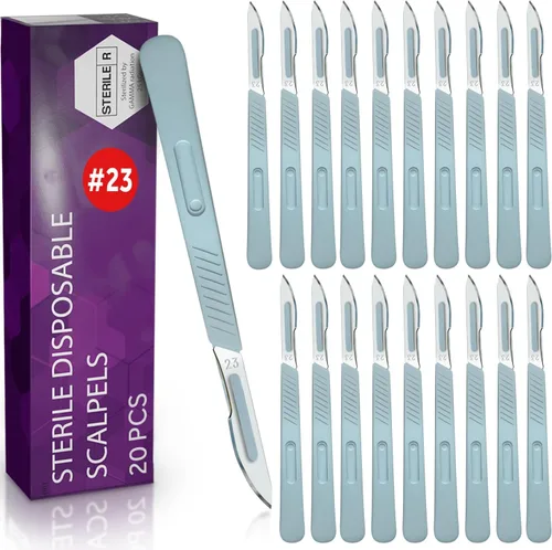 Vista 12 de MyMed Bisturíes desechables Cuchillas afiladas de acero al carbono #10 Bolsas individuales estériles para dermaplaining, podología