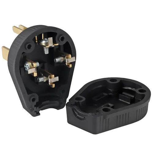 Vista 5 de TENINYU Extensión de conexión a tierra de cable secador de 3 polos, 4 cables, NEMA 14-50P, 50 amperios, 125/250 voltios, repuesto de enchufe recto