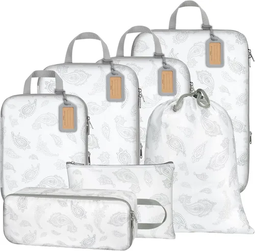 Vista 24 de Cambond - Cubos de compresión para viajes de mujer - Bolsas de viaje expandibles, organizadores de equipaje, esenciales de viaje, cubos de 01 Sandía