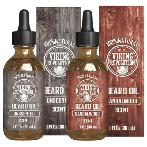 Vista 22 de Viking Revolution Aceite de barba de ron de bahía para hombres, suavizante y acondicionador natural con aceites de argán y jojoba para fortalecer e