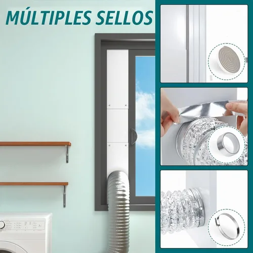 Vista 5 de Kit de ventilación para ventana de secadora Daisypower, kit de ventilación de ventana ajustable con cubierta de ventilación para exterior, campana