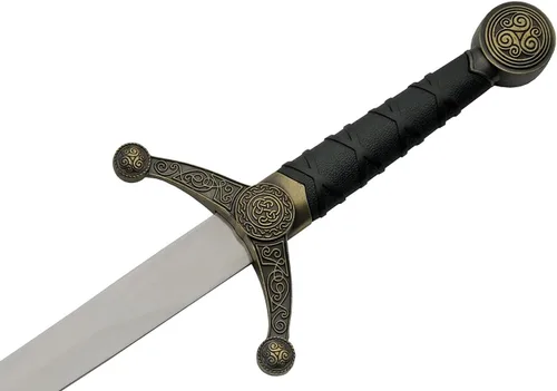 Vista 4 de Szco Supplies Cuchillo de nudo celta medieval con réplica de punta de lanza dorada de 16 pulgadas con vaina, oro/negro, 211532-GD Dorado/Negro