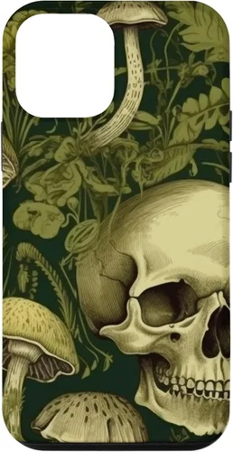 Vista 16 de iPhone 16 Skull Pattern Olive Green Mushroom Case