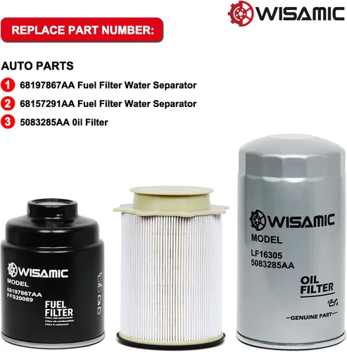 Vista 6 de Wisamic Juego de filtro de combustible y separador de agua y filtro de aceite de 6,7 L Cummins Compatible con motores Dodge Ram 2500 3500 4500 5500