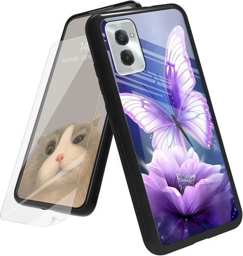 Vista 34 de Funda para Motorola Moto G Play 4G 2024 con protector de pantalla, parte trasera de vidrio templado + funda de silicona suave TPU absorción