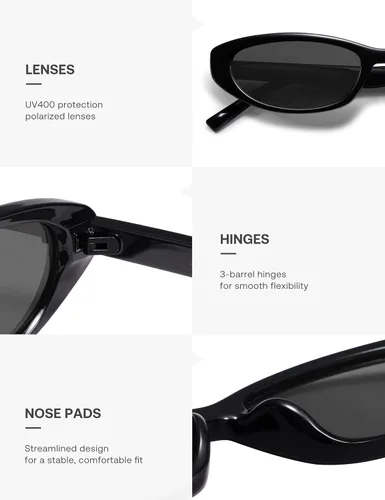 Vista 4 de SOJOS Retro Trendy Rectangle Polarized Sunglasses Womens Mens, 80s 90s Small Narrow Thin Cat Eye Sunnies SJ2664