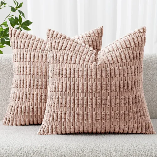 Vista 37 de MIULEE - Paquete de 2 fundas de cojín decorativas de corduroy, modernas y boho, suaves, con rayas, decoración del hogar, sofá, sala de estar, sillón