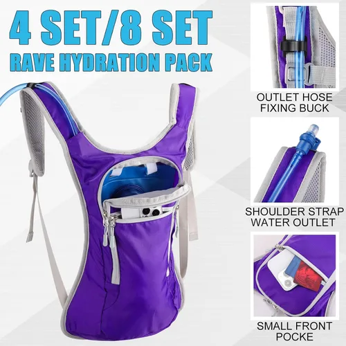 Vista 3 de Chunful Mochila de hidratación con vejiga de agua de 2 L, mochila de hidratación ligera para mujeres y adolescentes, mochila de agua al aire libre