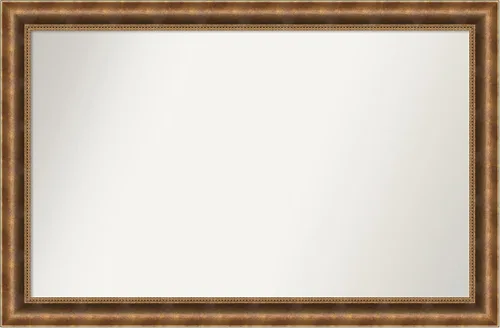 Vista 336 de Amanti Art Espejo de pared personalizado no biselado (25 x 25 pulgadas), marco de bronce acentuado, varios tamaños personalizados, espejo de baño