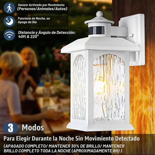Vista 5 de FILIYANO - Linterna de pared blanca con sensor de movimiento para exteriores, del atardecer al amanecer, 1 paquete Anti-Rust, Waterproof Exterior