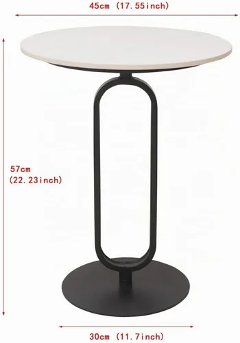 Vista 3 de Mesa auxiliar con parte superior de mármol, mesa redonda de metal para sofá, mesa auxiliar moderna, bandeja de café, escritorio auxiliar para sofá