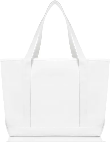 Vista 6 de Bolsa Dalix de 23 pulgadas, calidad superior, 24 oz, bolsa de lona de algodón Blanco
