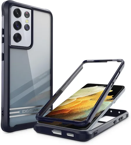 Vista 12 de ExoGuard Funda para Samsung Galaxy S21 5G con protector de pantalla, doble capa de protección de cuerpo completo Funda transparente para Samsung S21