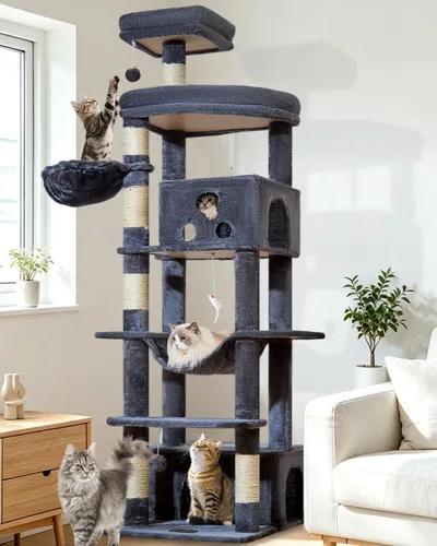 Vista 10 de Taoqimiao Árbol para gatos XXL de 79 pulgadas para gatos grandes, para gatos de gran tamaño, torre para gatos de varios niveles, 2 espaciosos