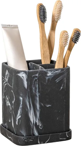 Vista 14 de ZCCZ Soporte para cepillo de dientes, organizador de baño de 6 ranuras para almacenamiento en cubierta, contiene pasta de dientes, hilo dental 1.