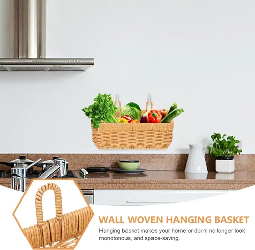 Vista 7 de PATKAW Cestas decorativas de almacenamiento para colgar frutas para cocina, colgar en la pared, cestas para verduras, ajo, patatas y cebollas, cesta