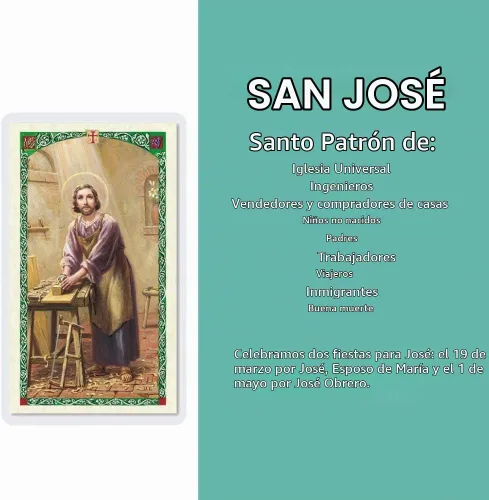 Vista 4 de Tarjeta Santa de Oración del Trabajador de San José (HC9-037E) - Laminado
