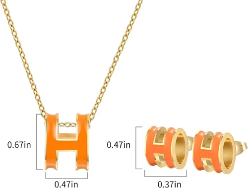 Vista 2 de Diseño clásico 11 tamaño grande 18K chapado en oro collar pendientes conjunto colorido color opcional joyería de regalo de las mujeres