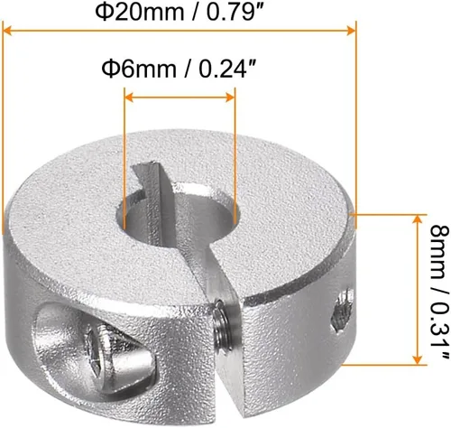 Vista 2 de HARFINGTON Collar de eje de 2 piezas de 0.236 in de diámetro de aleación de aluminio con tornillo dividido collares de abrazadera, 0.787 in